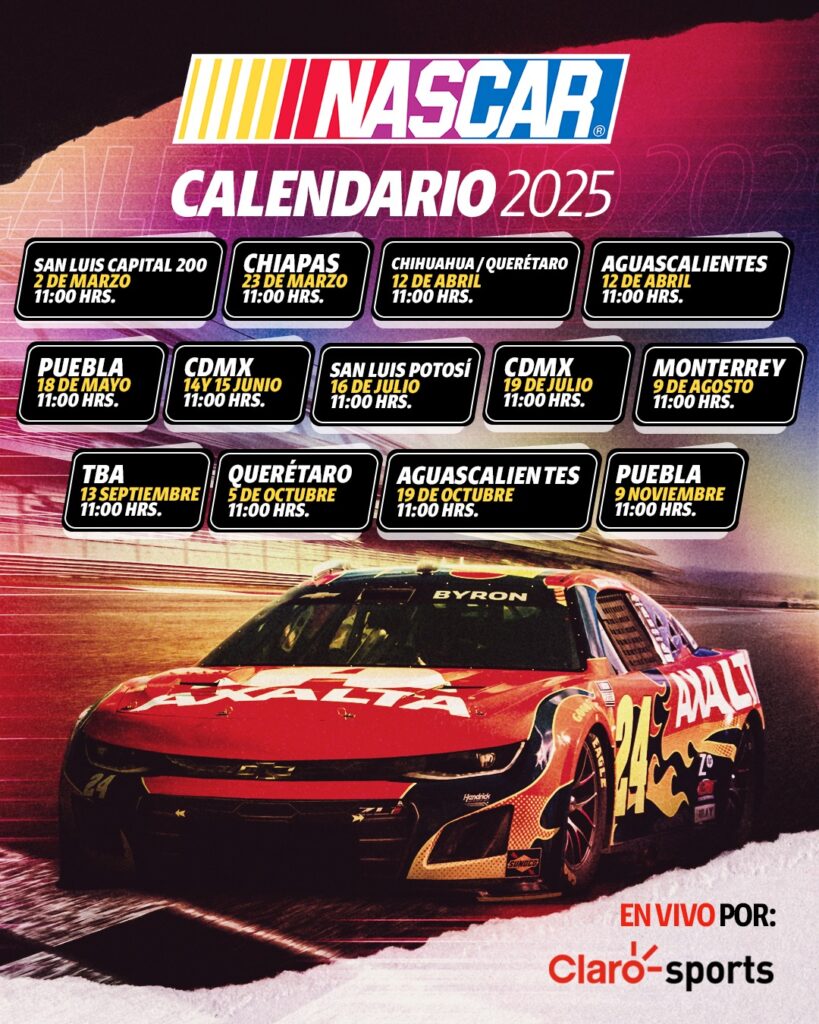 Calendario 2025 de la Nascar México. | Claro Sports