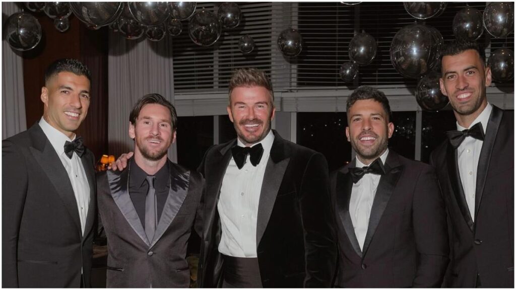 Suárez, Messi, Beckham, Alba y Busquets | Instagram: @davidbeckham