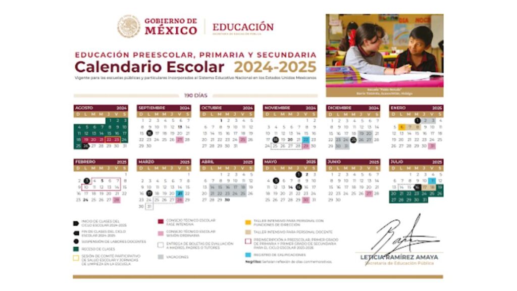 Calendario de la SEP 2024-25