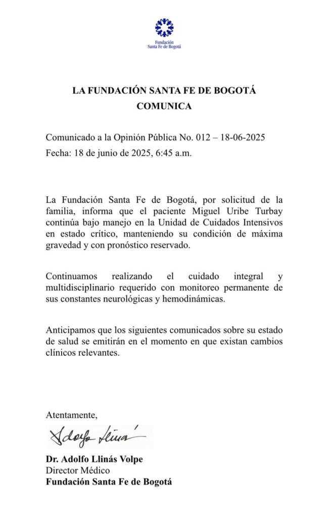 Comunicado Fundación Santa Fe 18.06.