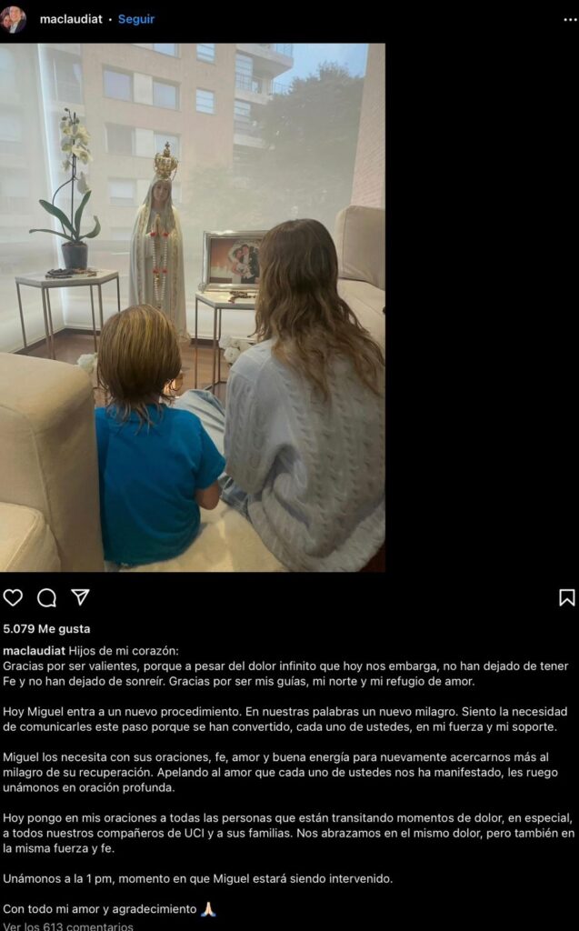 Esposa de Miguel Urribe en sus redes.