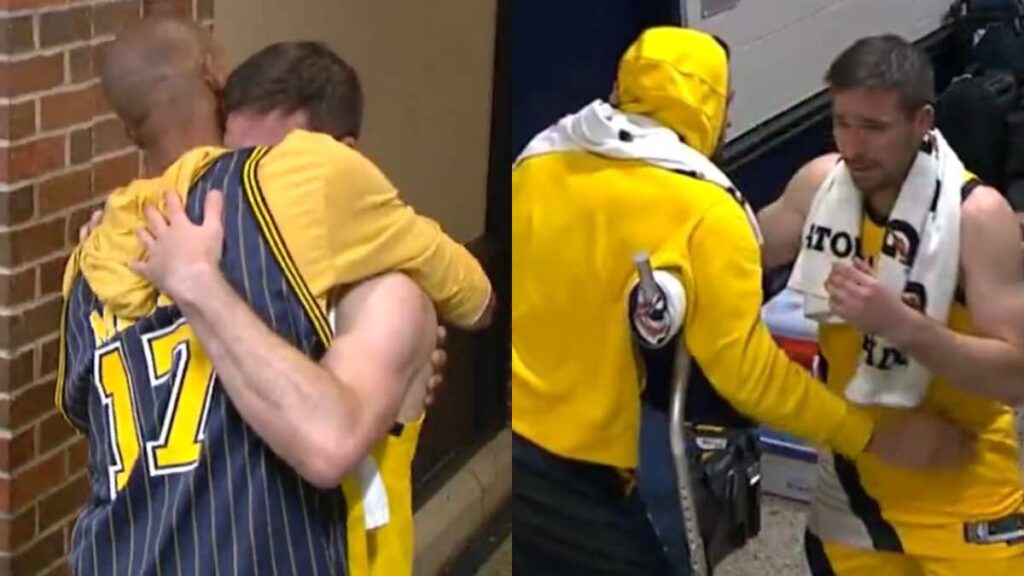 Tyrese Haliburton y la leyenda Reggie Miller consuelan a los jugadores de los Pacers tras caer ante el Thunder