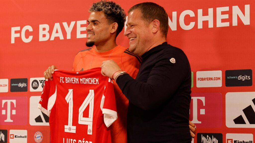 Luis Díaz en su presentación con el Bayern Múnich / AFP