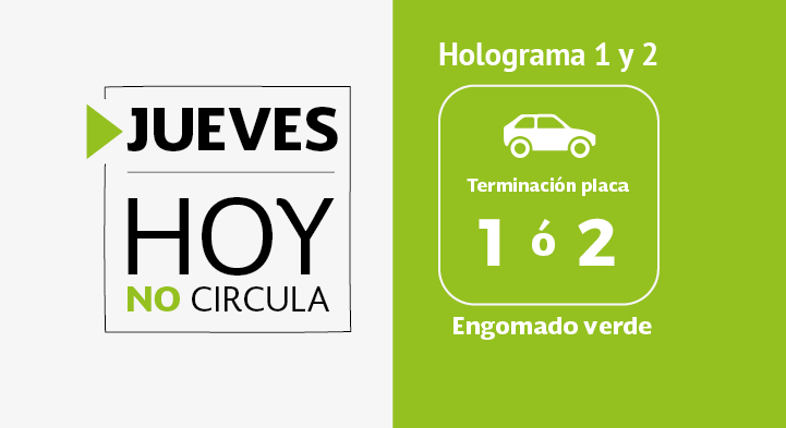 Hoy no circula engomado verde en jueves. | Foto: gob.mx