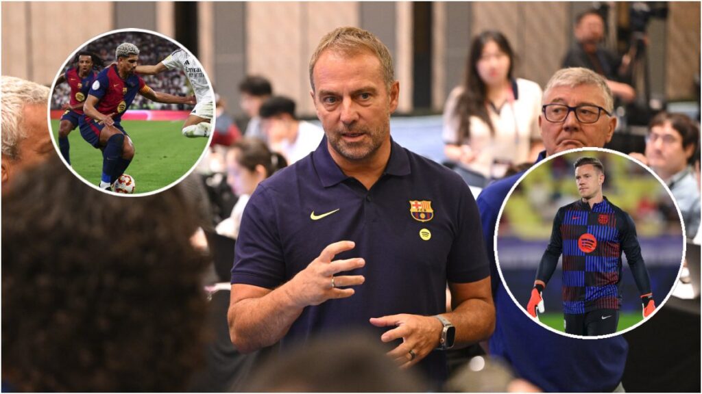 Hansi Flick contento con la pretemporada en Corea. | JUNG YEON-JE / AFP /Reuters