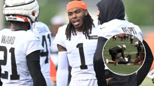 Dramática lesión en el entrenamiento de los Browns: Martin Emerson sale en camilla y en lágrimas