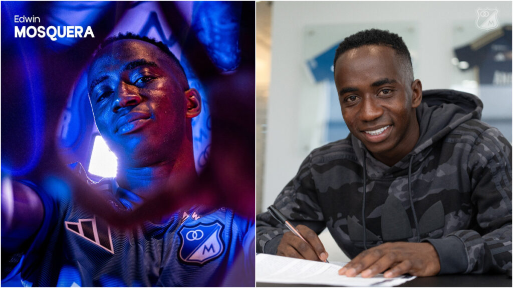 Edwin Mosquera, presentado como jugador de Millonarios. - @MillosFCoficial.