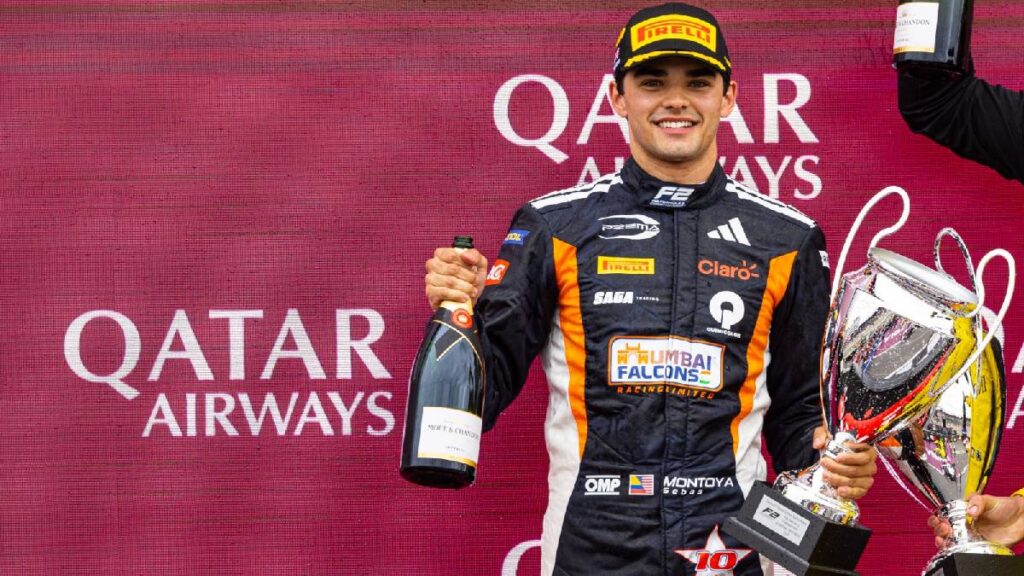 Sebastián Montoya, celebrando sus triunfos en la F2 / Prema Racing