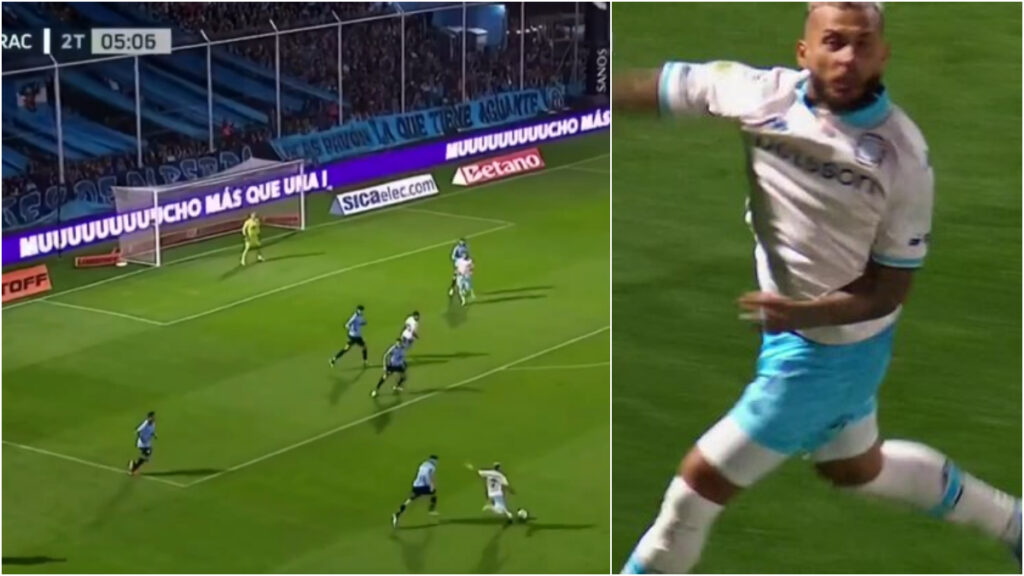 Duván Vergara celebra su primer gol con Racing. - ESPN.