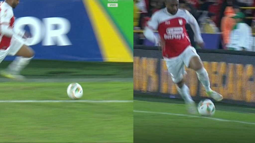 Jugada polémica Santa Fe | Captura de pantalla Win Sports+.