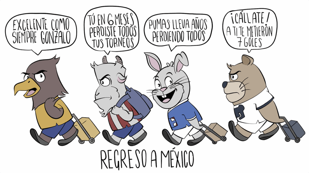 Los cuatro grandes se regresan a México | Dibujo por Pepe Servín
