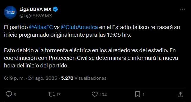 Comunicado de la Liga MX. | Foto X: @LigaBBVAMX