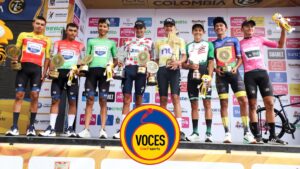 Miguel Eugenio y Cristián Vélez, felices por sus trofeos en la Vuelta a Colombia 2025