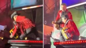 Jorge Hernández, vocalista de Los Tigres del Norte, sufre caída en el escenario durante la Fenapo 2025
