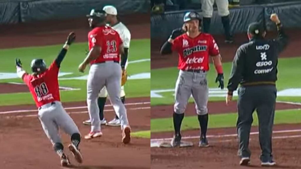 ¡Para Ripley! Bateador de Piratas de Campeche consigue jonrón ¡pero es puesto fuera en primera base!