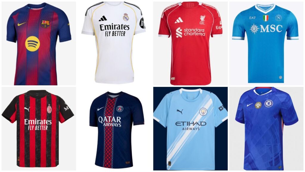 Las playeras de los equipos de Europa