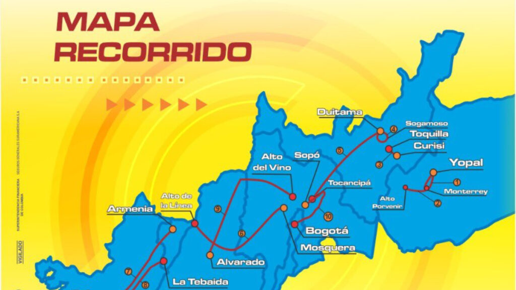 Recorrido de la Vuelta a Colombia 2025. - @Vueltacolombia1.