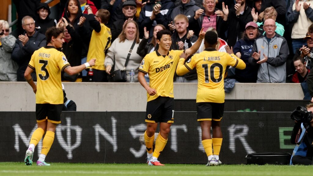 Jhon Arias celebrando con el Wolverhampton / REUTERS/David Klein