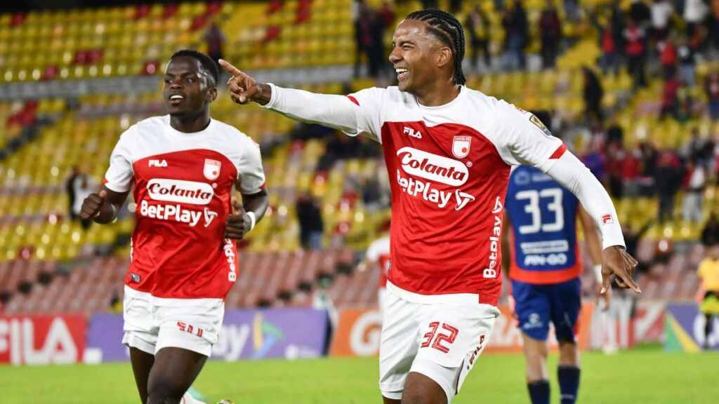 Christian Mafla celebrando el gol de Santa Fe vs Alianza FC / Vizzor