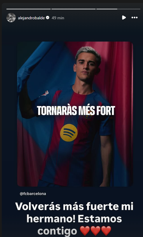 La lesión de Gavi propició diversos mensajes de apoyo para el jugador en redes sociales, el más destacado, el de Lamine Yamal.