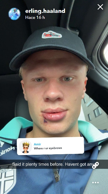 Captura de pantalla del Snapchat de Haaland