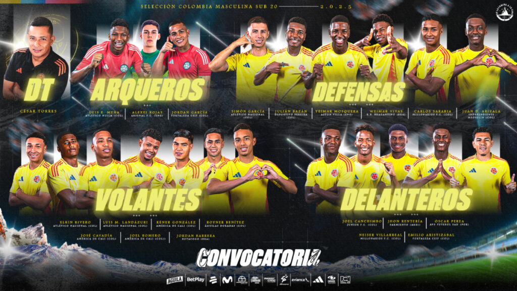 Jugadores de Colombia para el Mundial sub 20. - FCF.