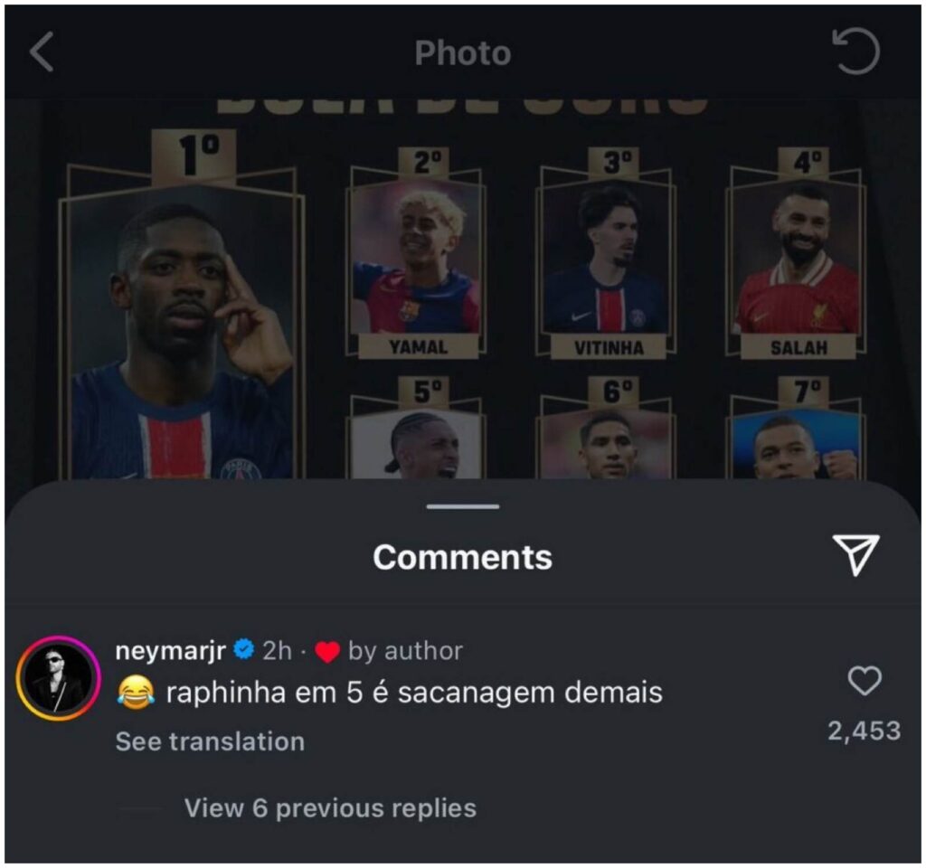 Neymar se burla del Balón de Oro | Captura de pantalla