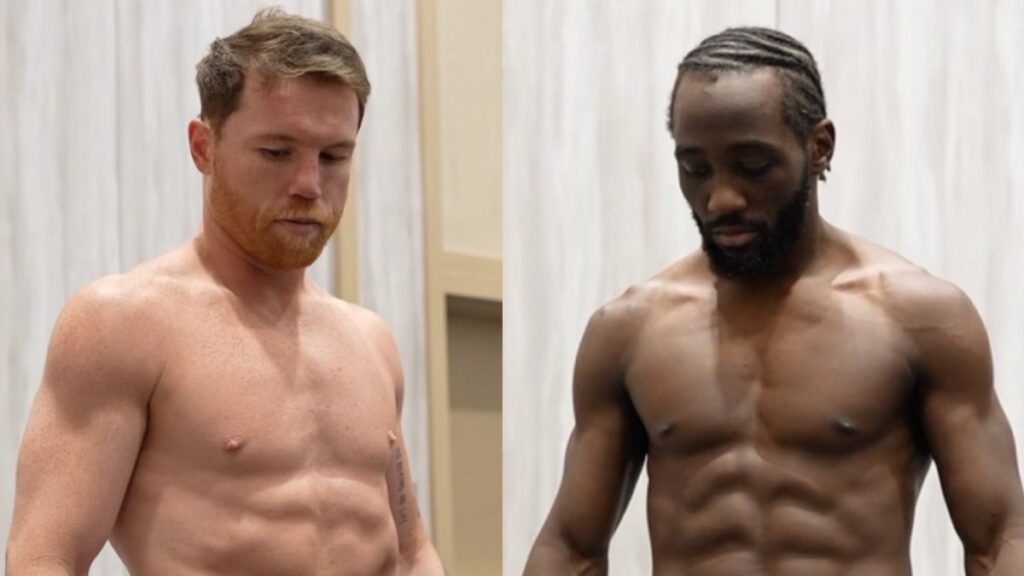 Canelo y Crawford superan la báscula con el mismo peso de cara al combate en Las Vegas - ClaroSports