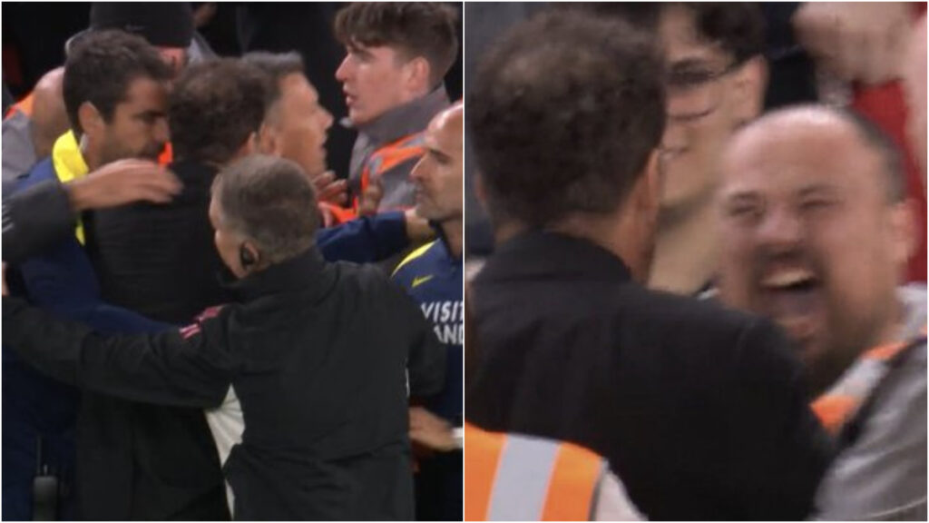 Diego Simeone perdió la cabeza en Anfield. Foto pantallazo: TNT Sports