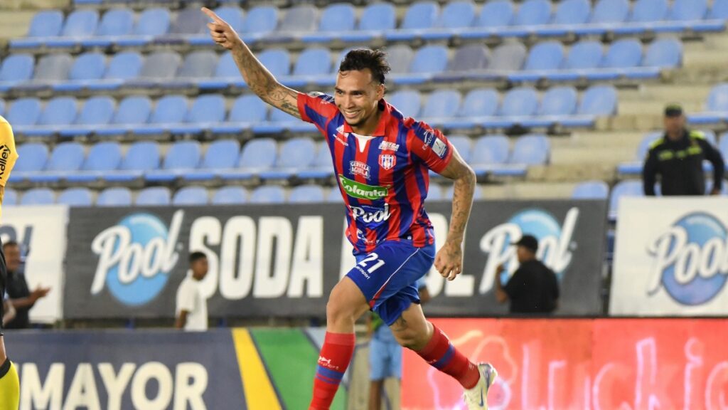 Ricardo Márquez celebrando el gol del Unión Magdalena vs Junior / Vizzor