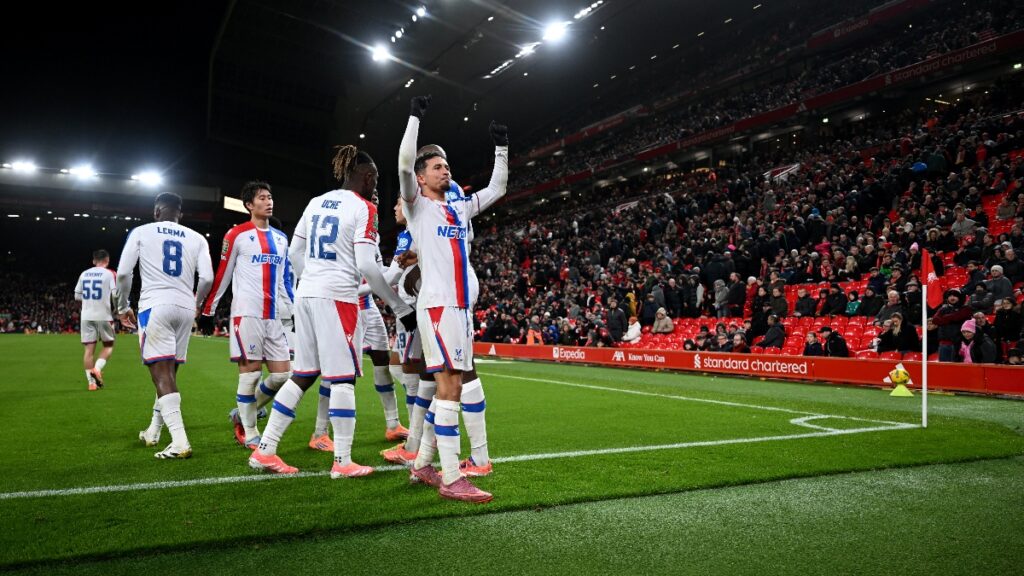 Jefferson Lerma celebrando con el Crystal Palace / Foto por PAUL ELLIS / AFP