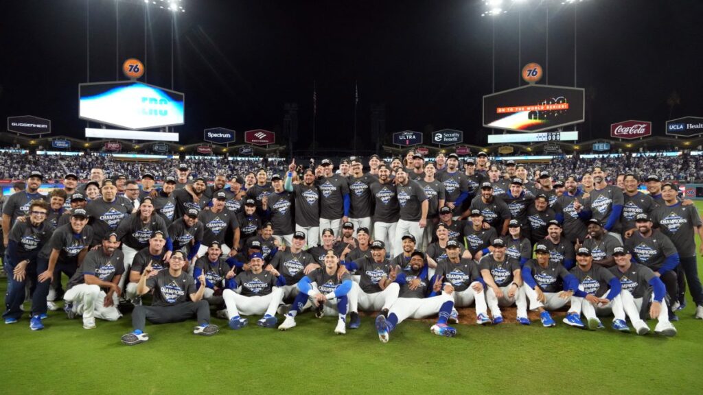 Los Dodgers en festejo por la NLCS