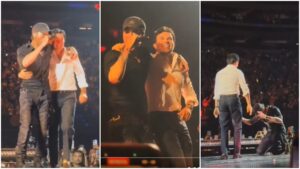 ¡Una experiencia religiosa! Enrique Iglesias invita al escenario a Checo Pérez para cantar juntos