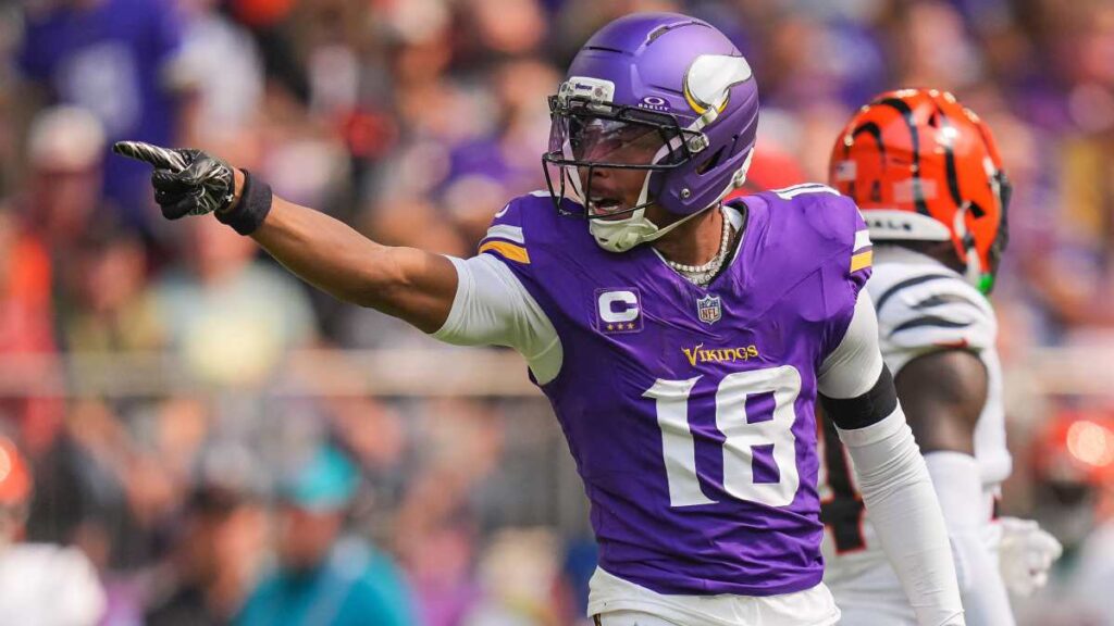 Justin Jefferson durante el Bengals vs Vikings, NFL 2025
