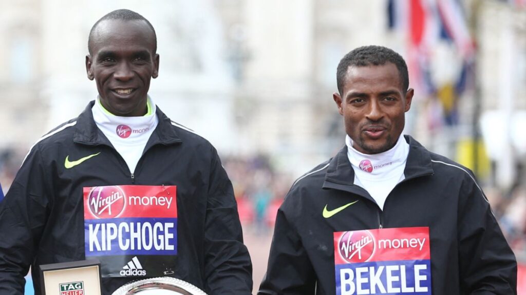 Eliud Kipchoge y Kenenisa Bekele en Maratón Londres 2016