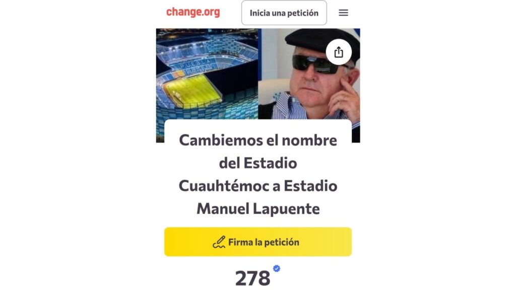 Aficionados piden el cambio de nombre al Estadio Cuauhtémoc