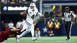 Cowboys apalean a unos Commanders que pierden a Jayden Daniels