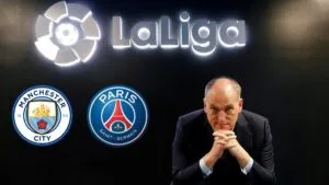 Javier Tebas, contra Manchester City y PSG: “Llevan diez años haciendo trampas”