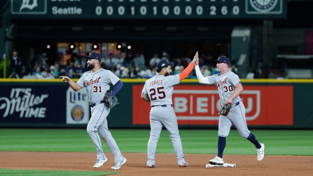 Tigers en festejo de victoria