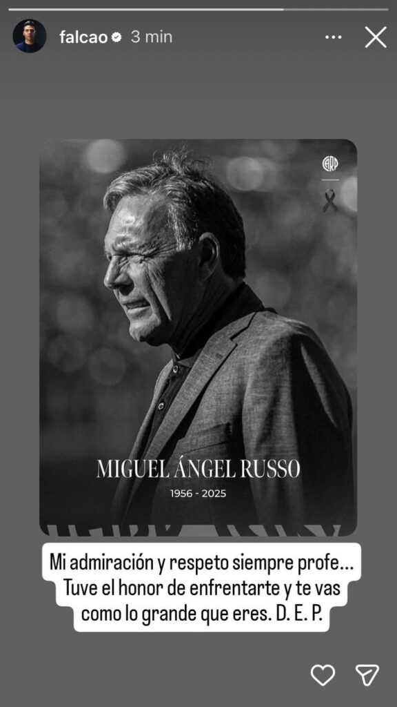 Falcao García se despide de Miguel Ángel Russo. - @falcao.