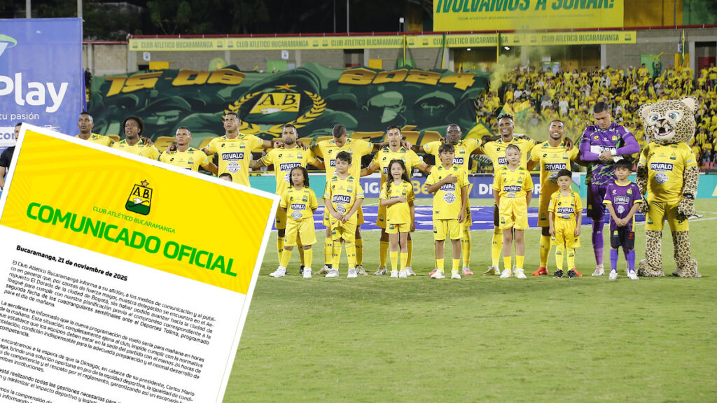 Jugadores de Atlético Bucaramanga y el comunicado. - Vizzor y @ABucaramanga.