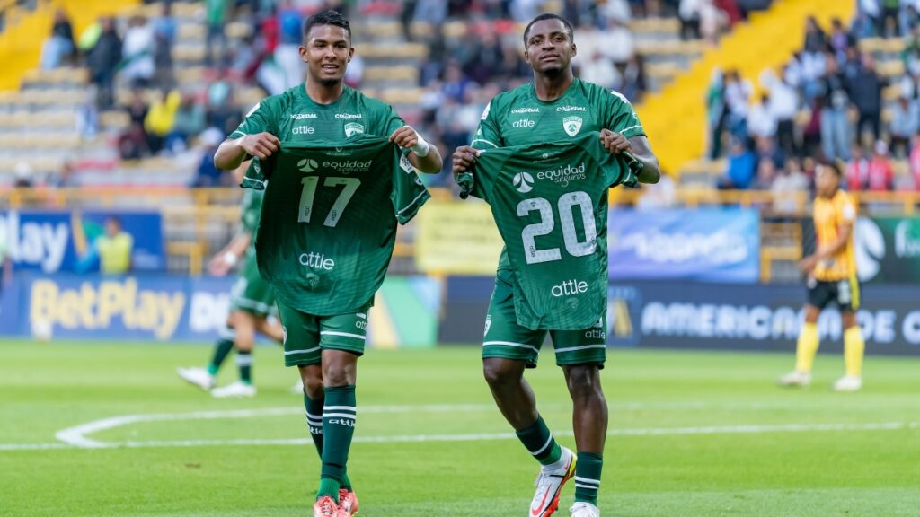 La Equidad celebrando sus goles ante Pereira / Vizzor