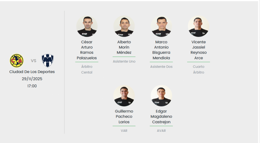 César Arturo Ramos llevará a buen puerto el duelo entre Águilas y Rayados. Foto print: arbitraje.fmf.mx