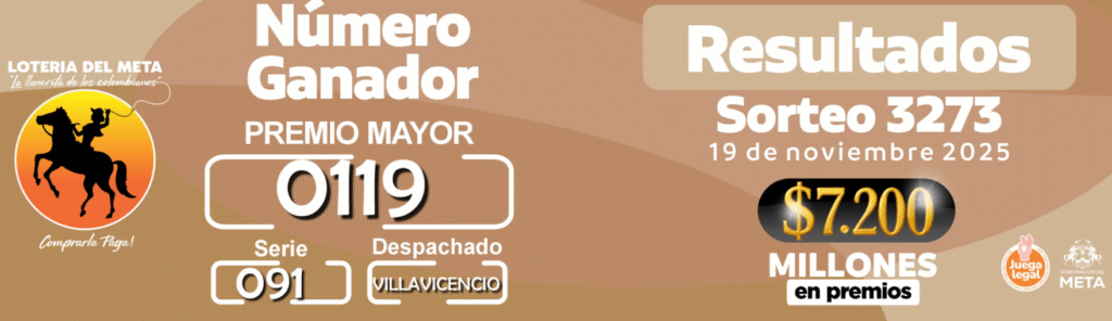 Lotería del Meta, 20 de noviembre del 2025 / Captura de Pantalla Lotería del Meta