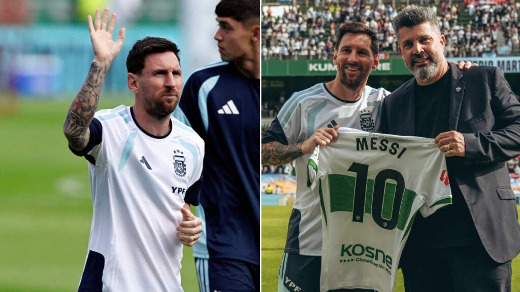 Lionel Messi en el entrenamiento de Argentina en Elche