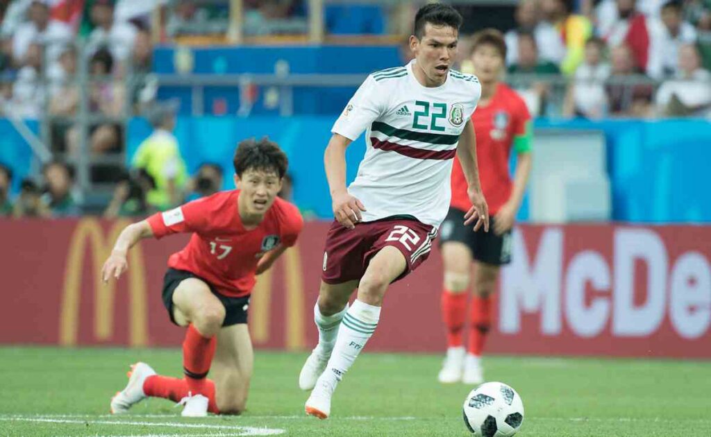 Hirving Lozano contra Corea del Sur en el Mundial del 2018
