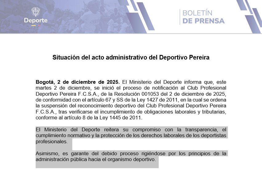 Suspensión del reconocimiento deportivo