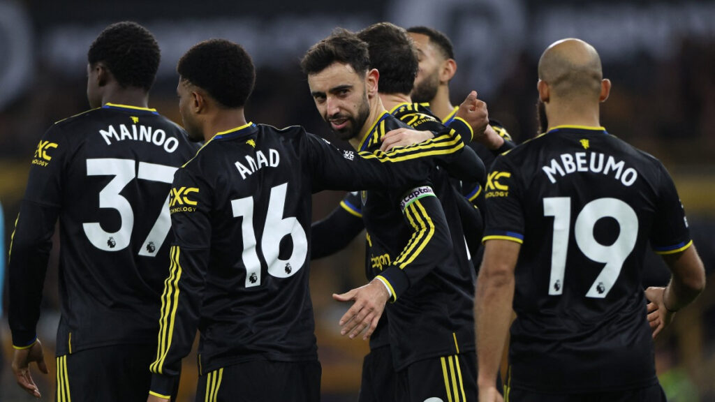Jugadores del Manchester United celebran un gol. - Darren Staples, AFP.