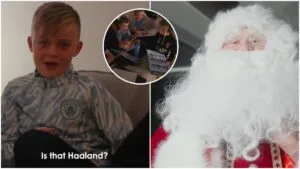 ¡Sorpresa navideña! Haaland se viste de Santa Claus y reparte regalos en Manchester