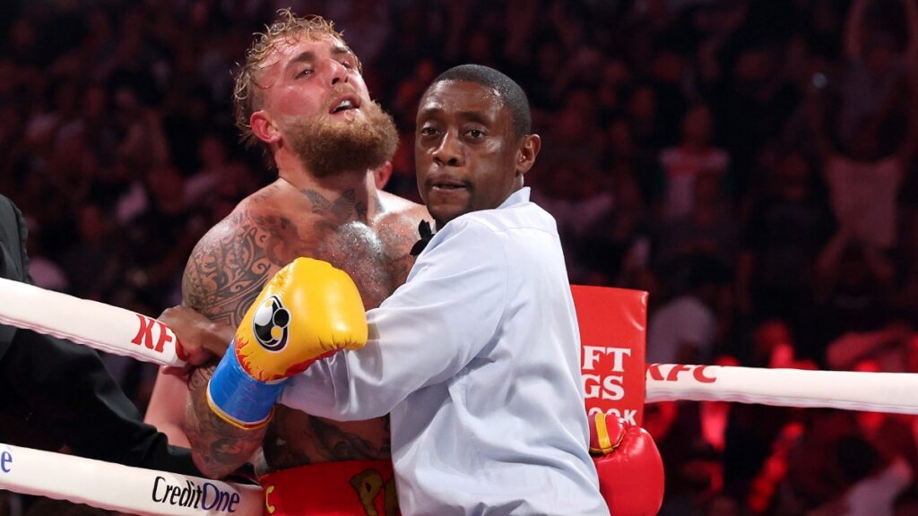 Jake Paul al decretarse el KO de Anthony Joshua
